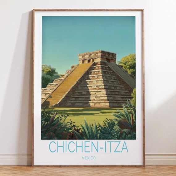 Chichenitza Mexico Travel Poster Wall Art Print Home Decor Gifts Wedding