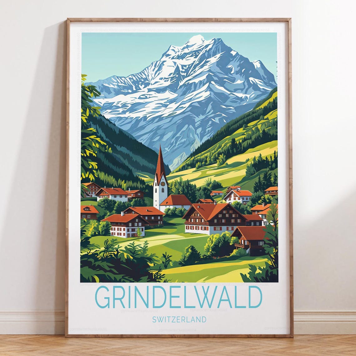 Grindelwald Switzerland Alpine Village Eiger Mountain Poster
