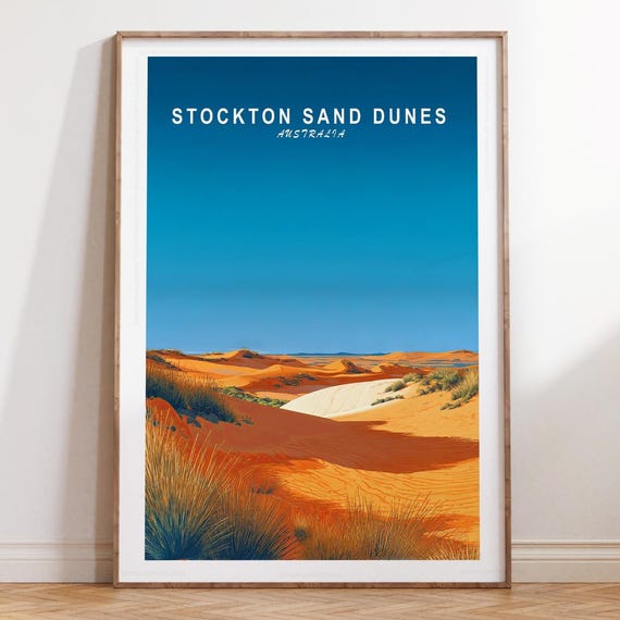 Stockton Sand Dunes Wall Art Print Australia Travel Poster Minimalist