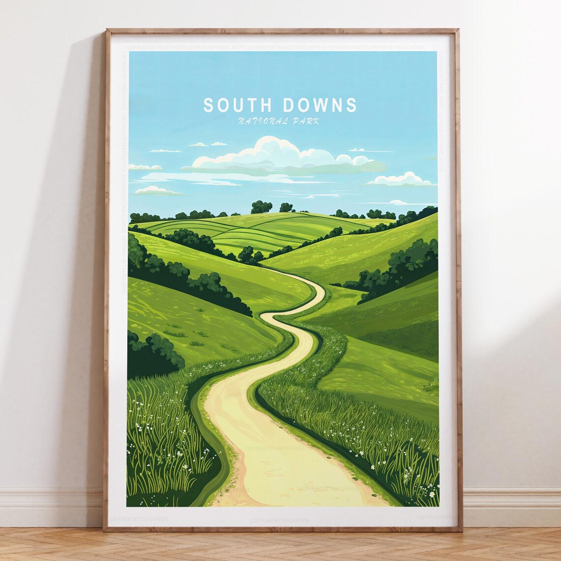 South Downs National Park Green Rolling Hills Summer Travel Poster
