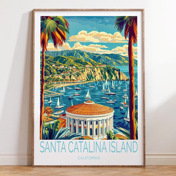 Santa Catalina Island California Vintage Coastal Travel Poster