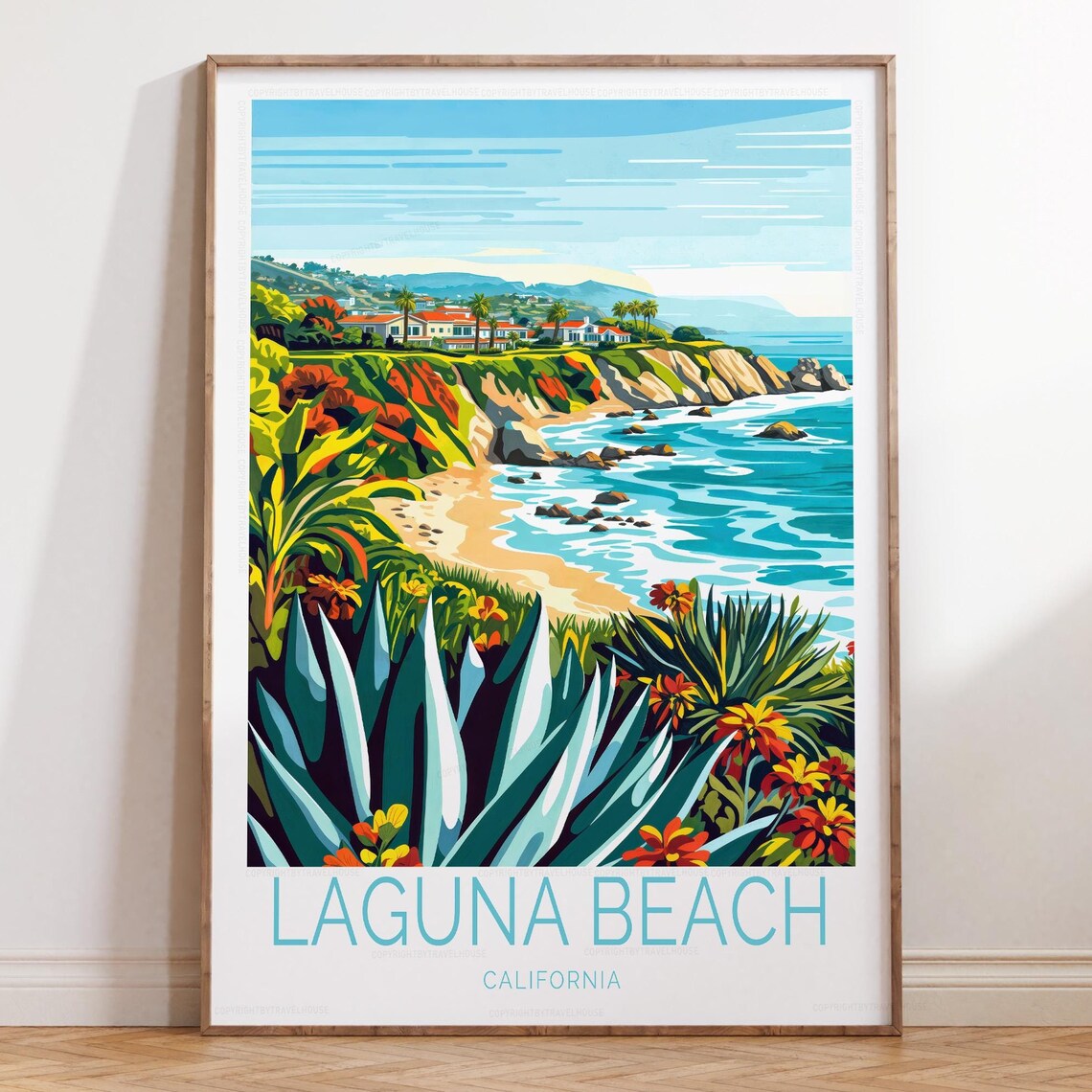 Laguna Beach California Colorful Coastal Cliffs Travel Poster