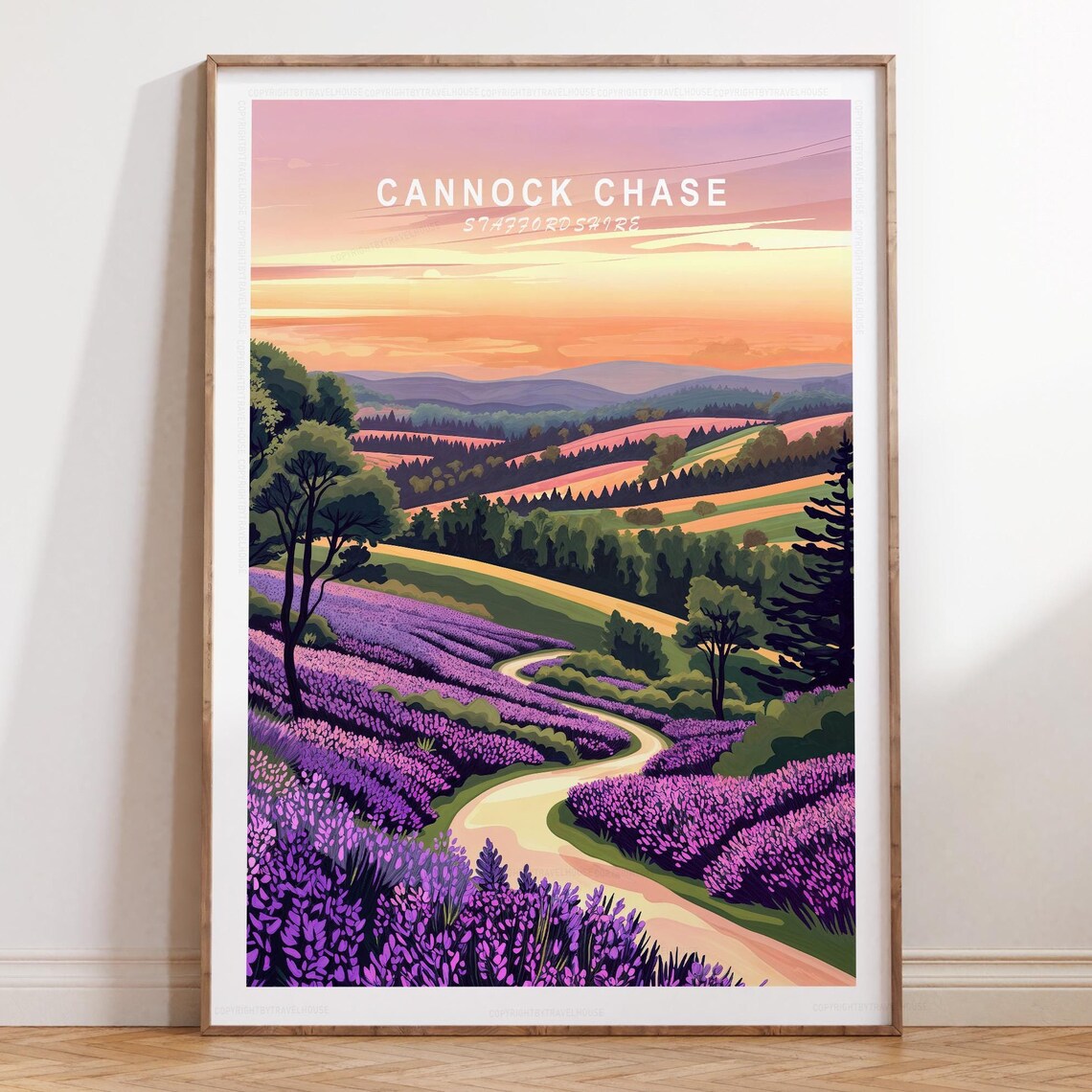 Cannock Chase Staffordshire Heather Fields Sunset Art Poster