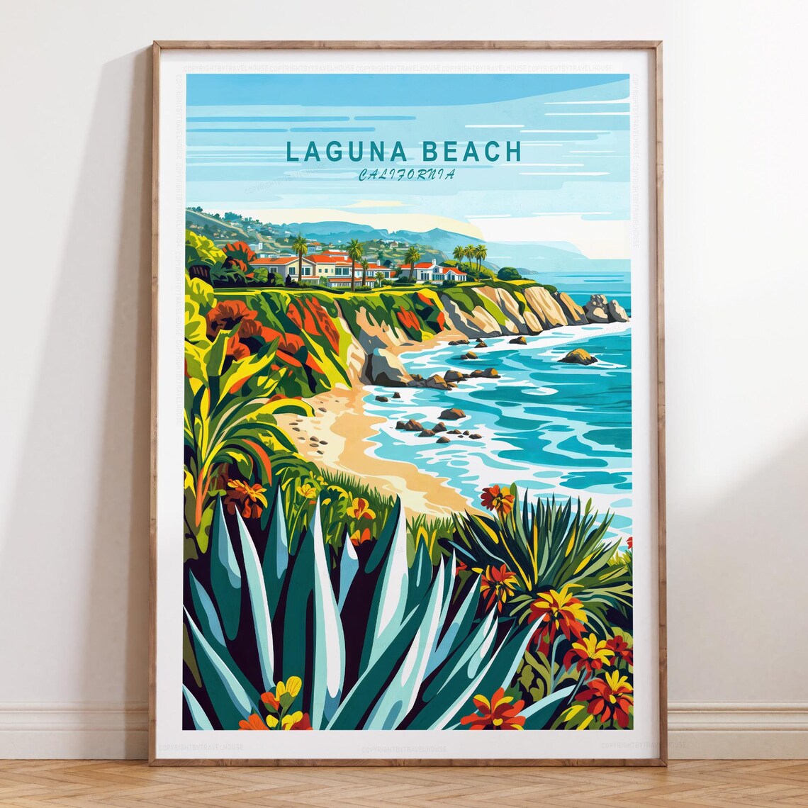 Laguna Beach California Seaside Village Vintage Travel Poster