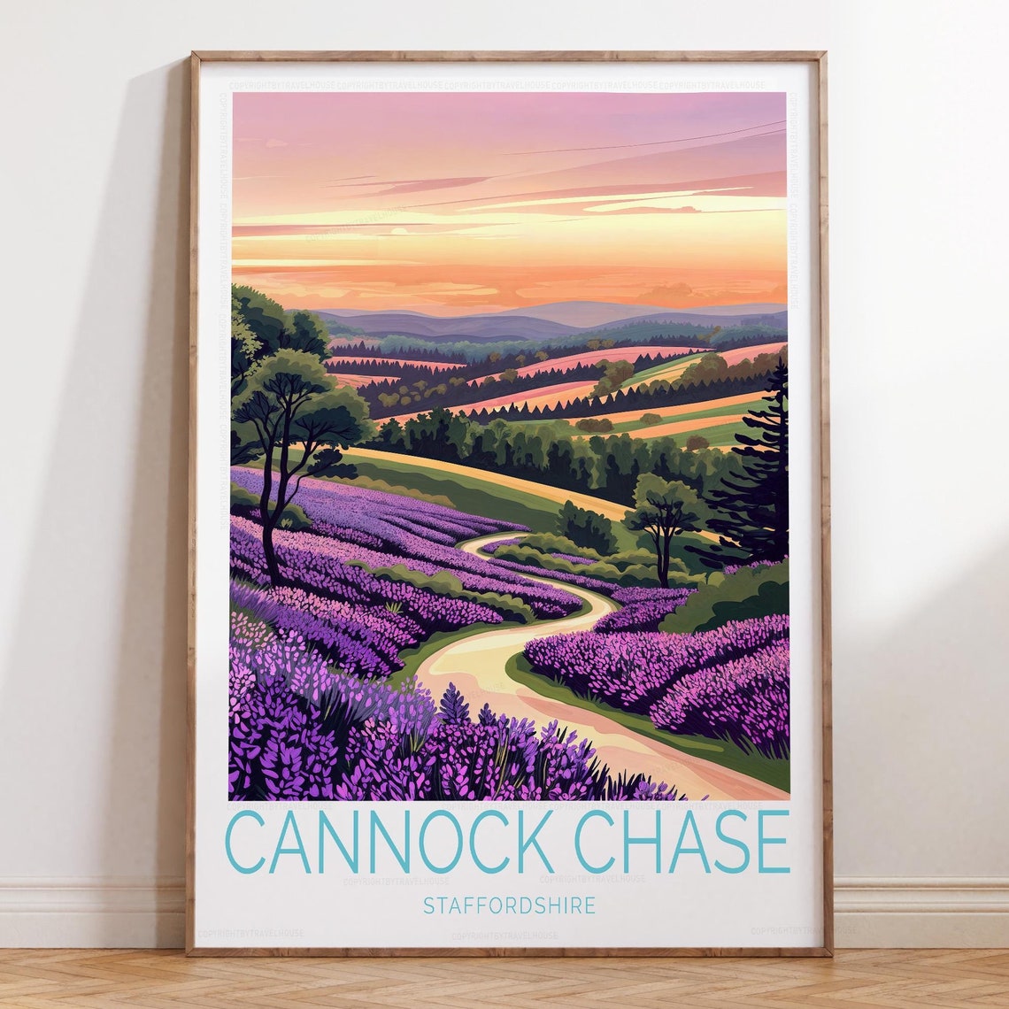 Cannock Chase Staffordshire Sunset Heather Hills Travel Poster