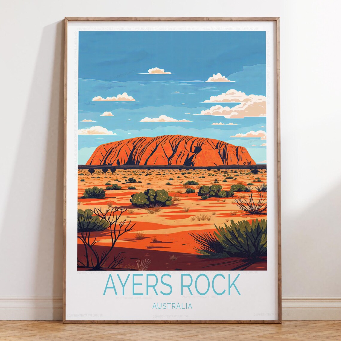 Ayers Rock Australia Red Desert Monolith Outback Travel Poster