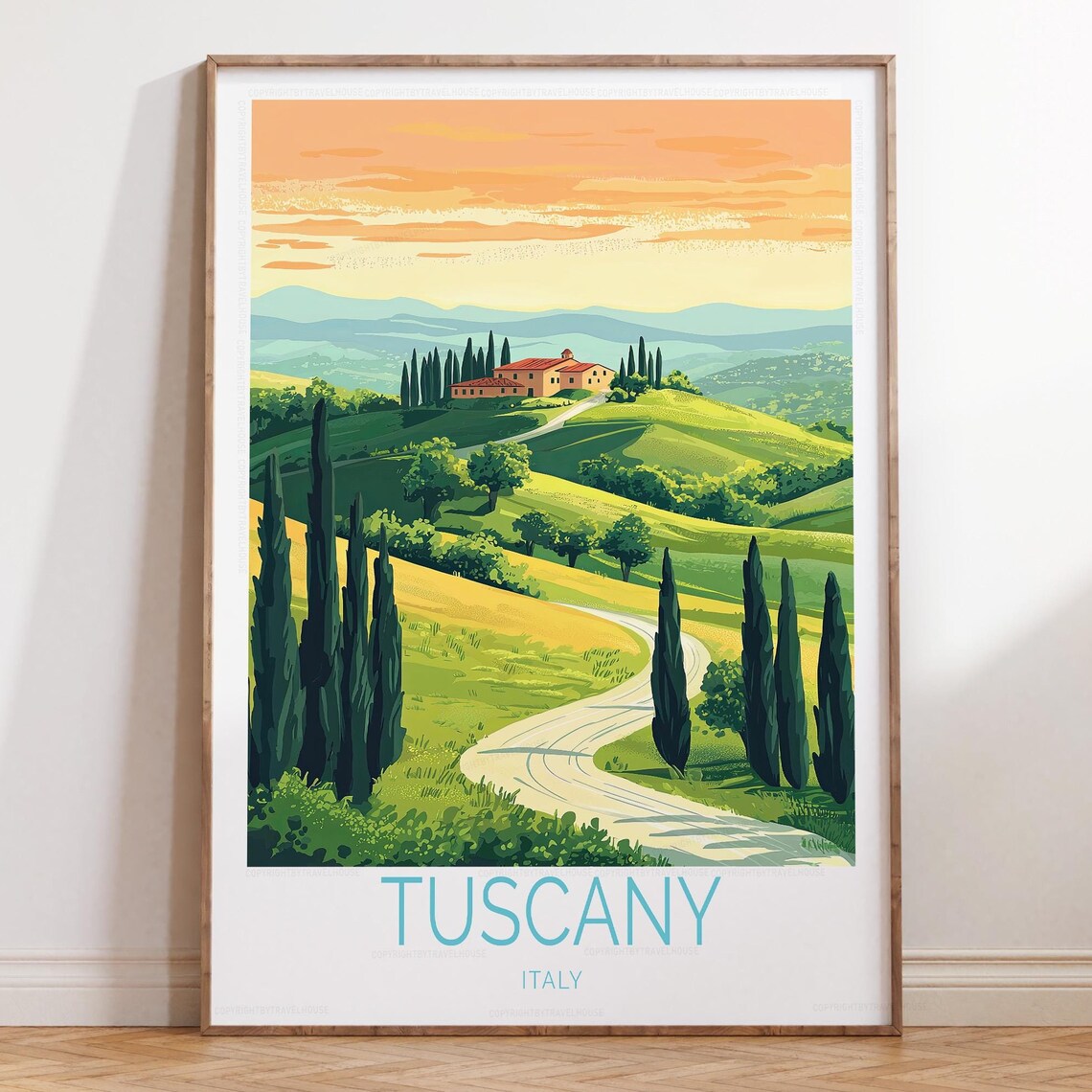 Tuscany Italy Travel Poster, Personalised Gift