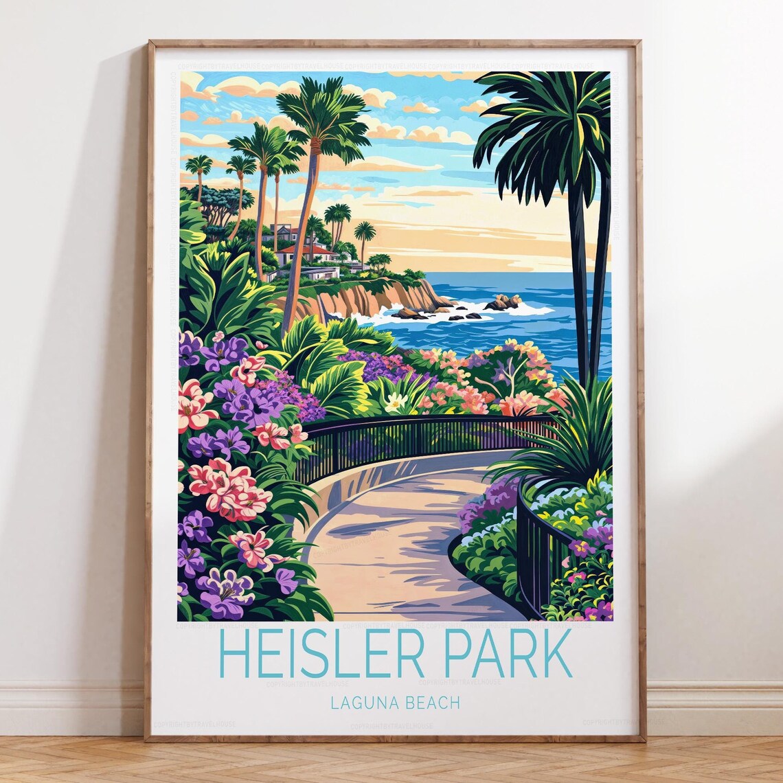 Heisler Park Laguna Beach Garden Path Flowers Palms Travel Poster