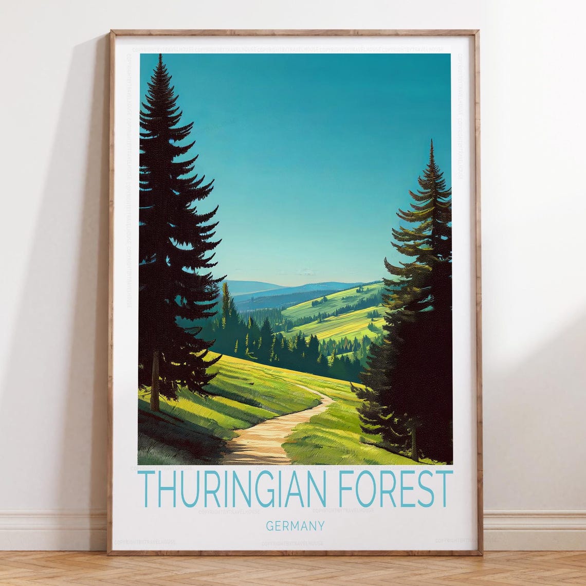 Thuringian Forest Germany Alpine Meadow Trail Vintage Travel Poster