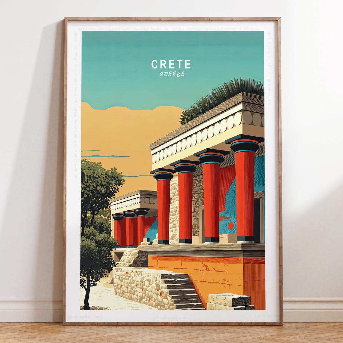 Crete Greece Knossos Palace Columns Bright Daytime Skyline Poster