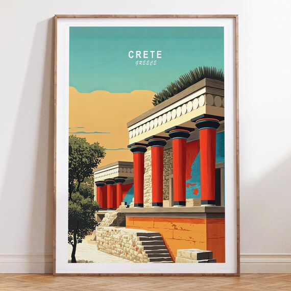Crete Greece Knossos Palace Columns Bright Daytime Skyline Poster