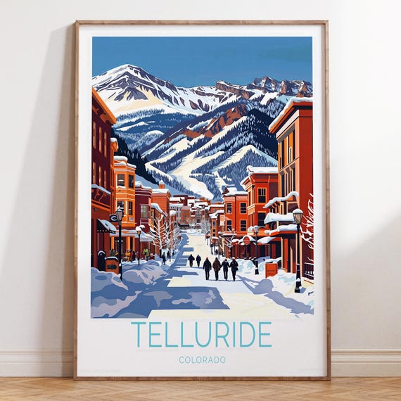 Telluride Colorado Wall Art Print Winter Poster Ski Custom Travel Birthday Present