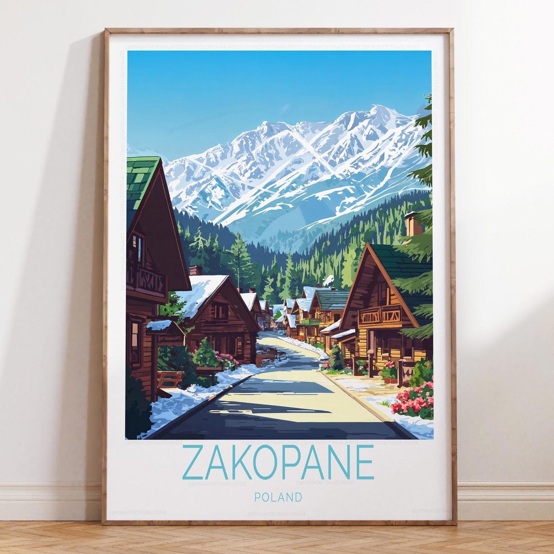 Zakopane Poland Winter Village Mountain Landscape Travel Poster