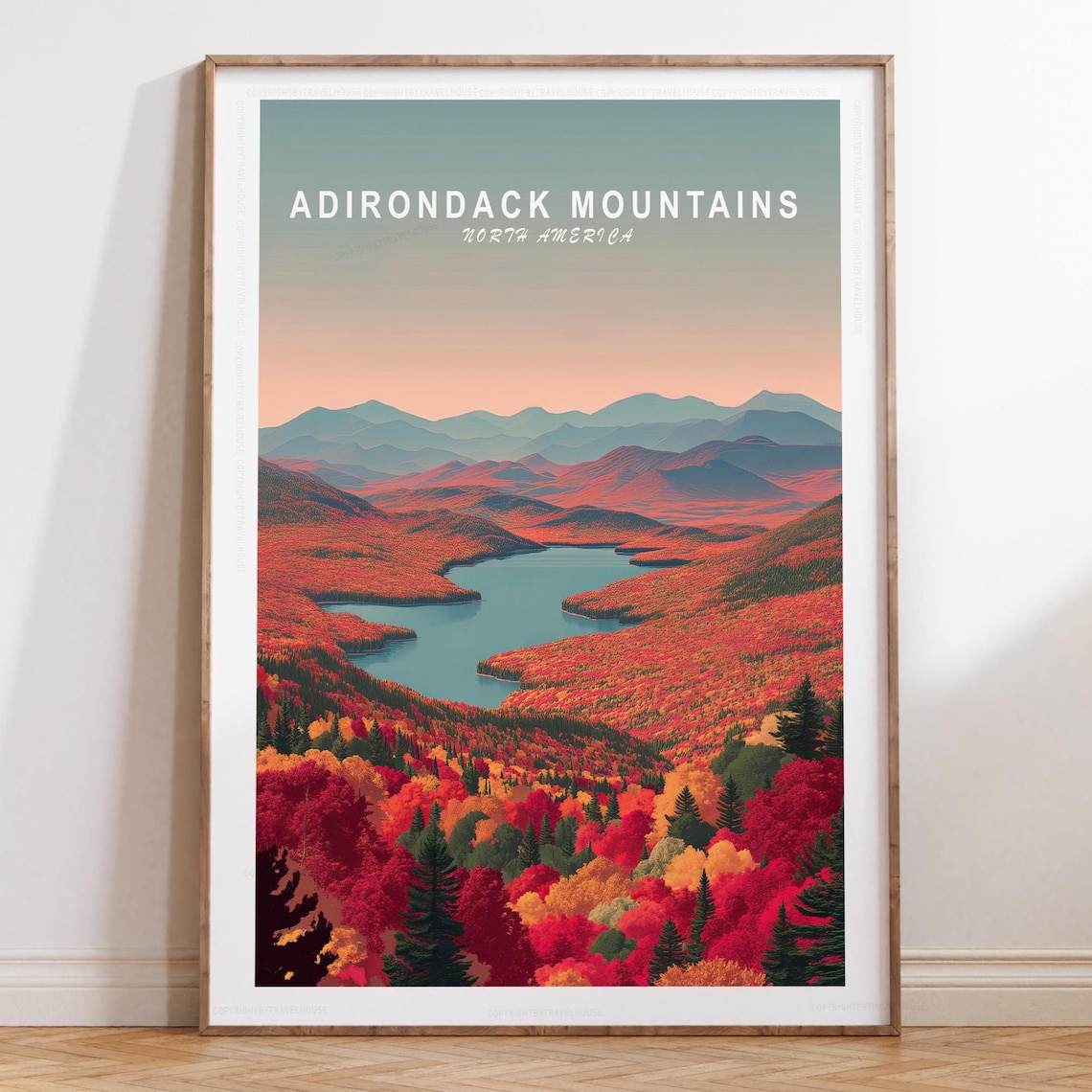 Adirondack Mountains Fall Colors Title Top Travel Art Poster