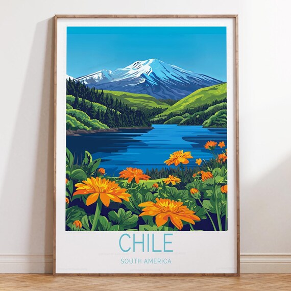 Chile South America Travel Poster Wall Art Print Wedding Gifts Home Decor
