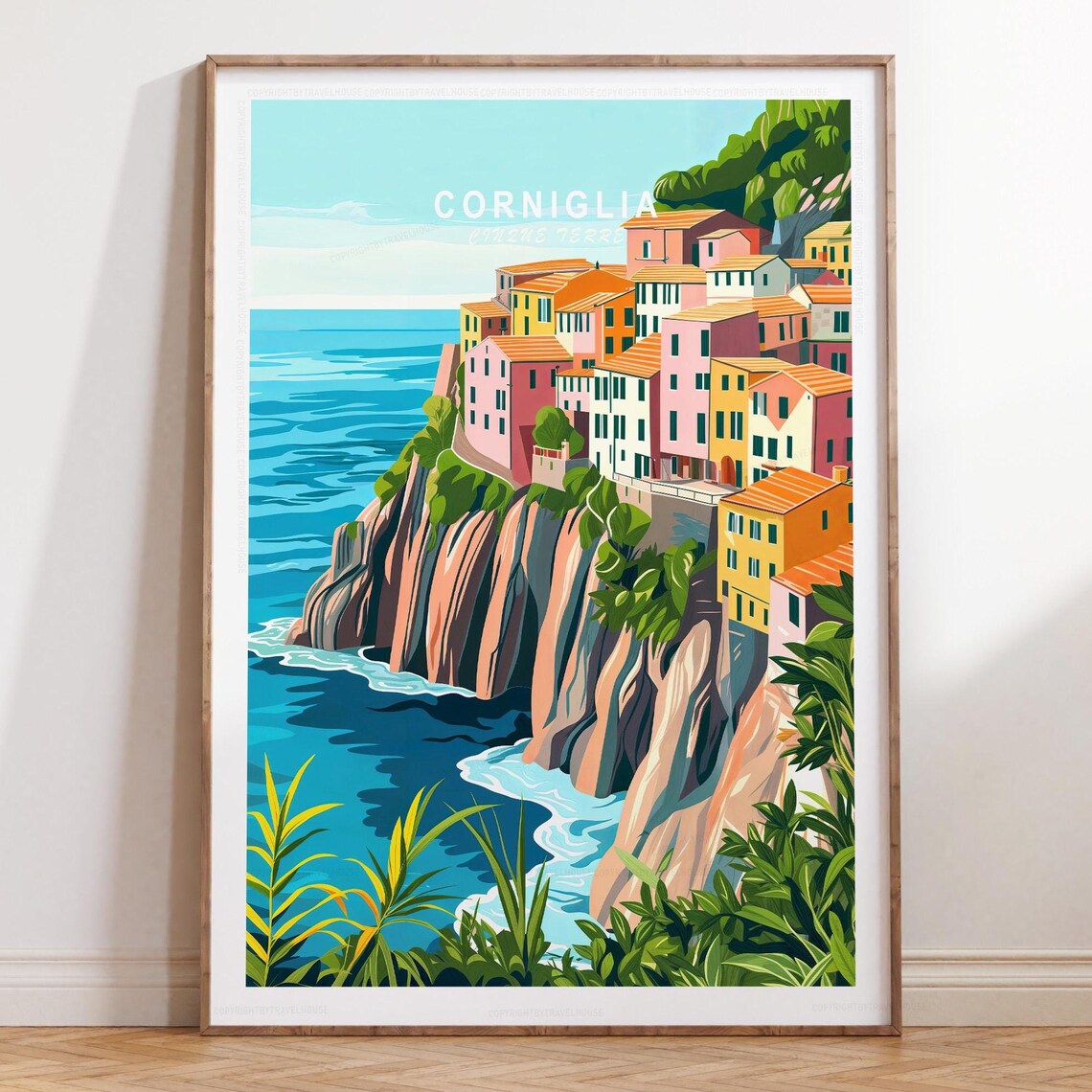 Corniglia Cinque Terre Village Hillside Italian Coast Travel Poster