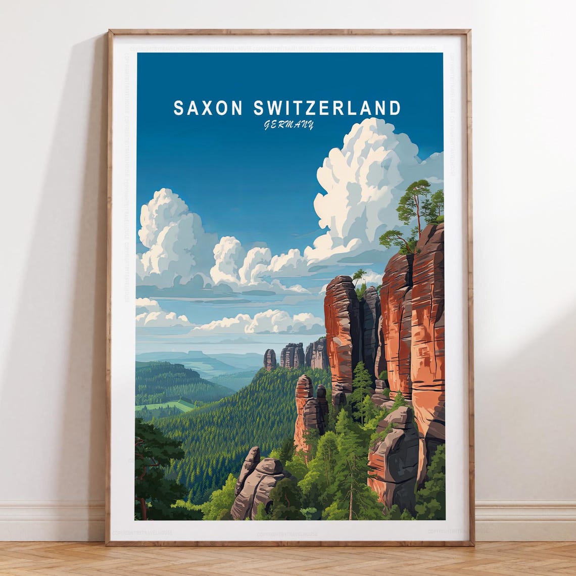 Saxon Switzerland Germany Red Sandstone Rock Scenic Travel Poster