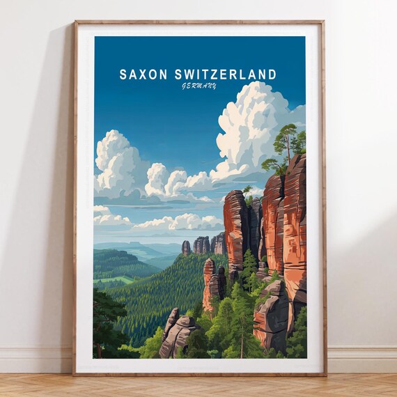 Saxon Switzerland Germany Red Sandstone Rock Scenic Travel Poster