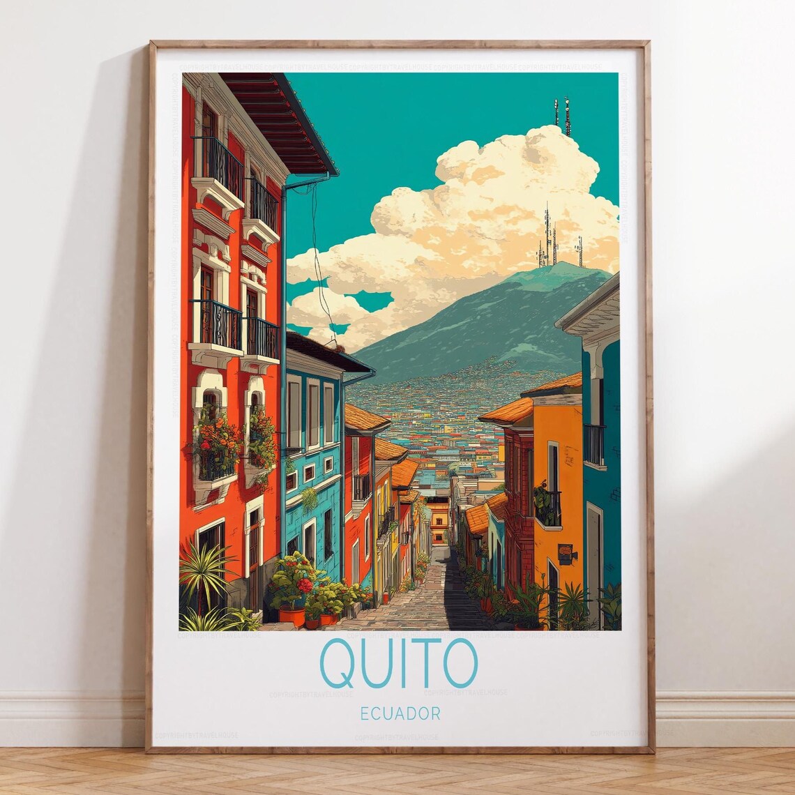 Quito Ecuador Travel Print Poster Wall Art House Warming Gifts Birthday Present Wedding