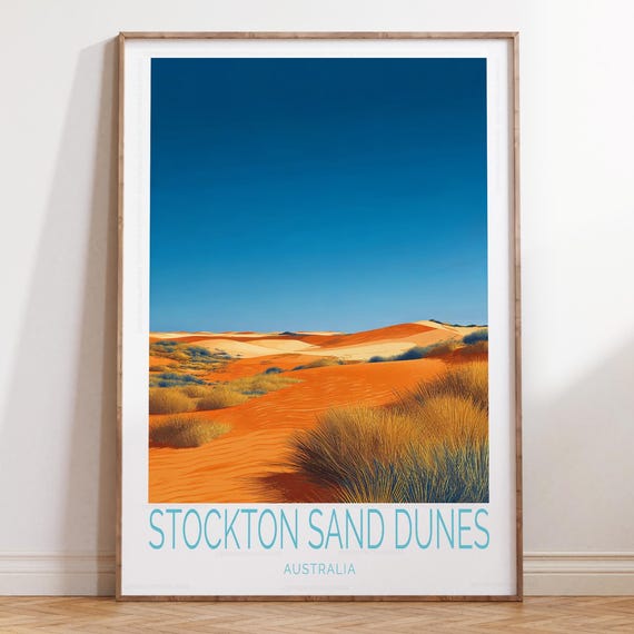 Stockton Sand Dunes Australia Travel Print Wall Art Poster Birthday Gifts