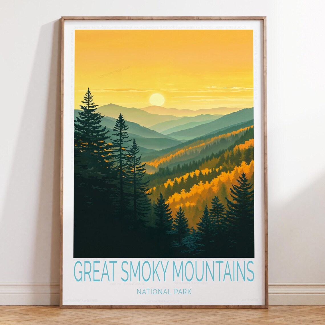 Great Smoky Mountains Golden Sunset National Park Travel Poster