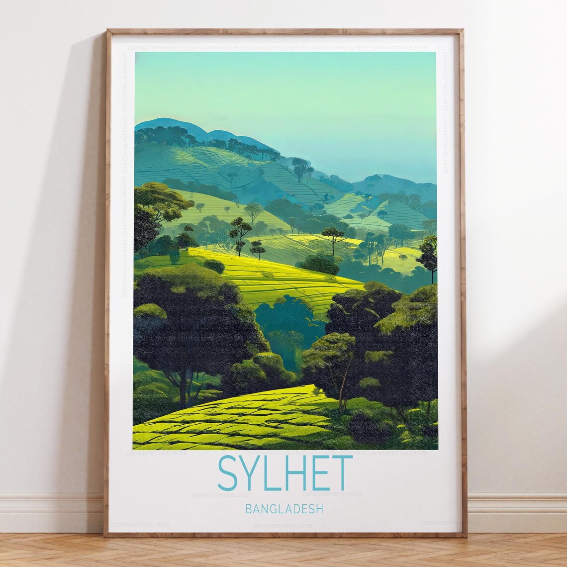 Sylhet Bangladesh Green Tea Garden Hills Travel Landscape Poster