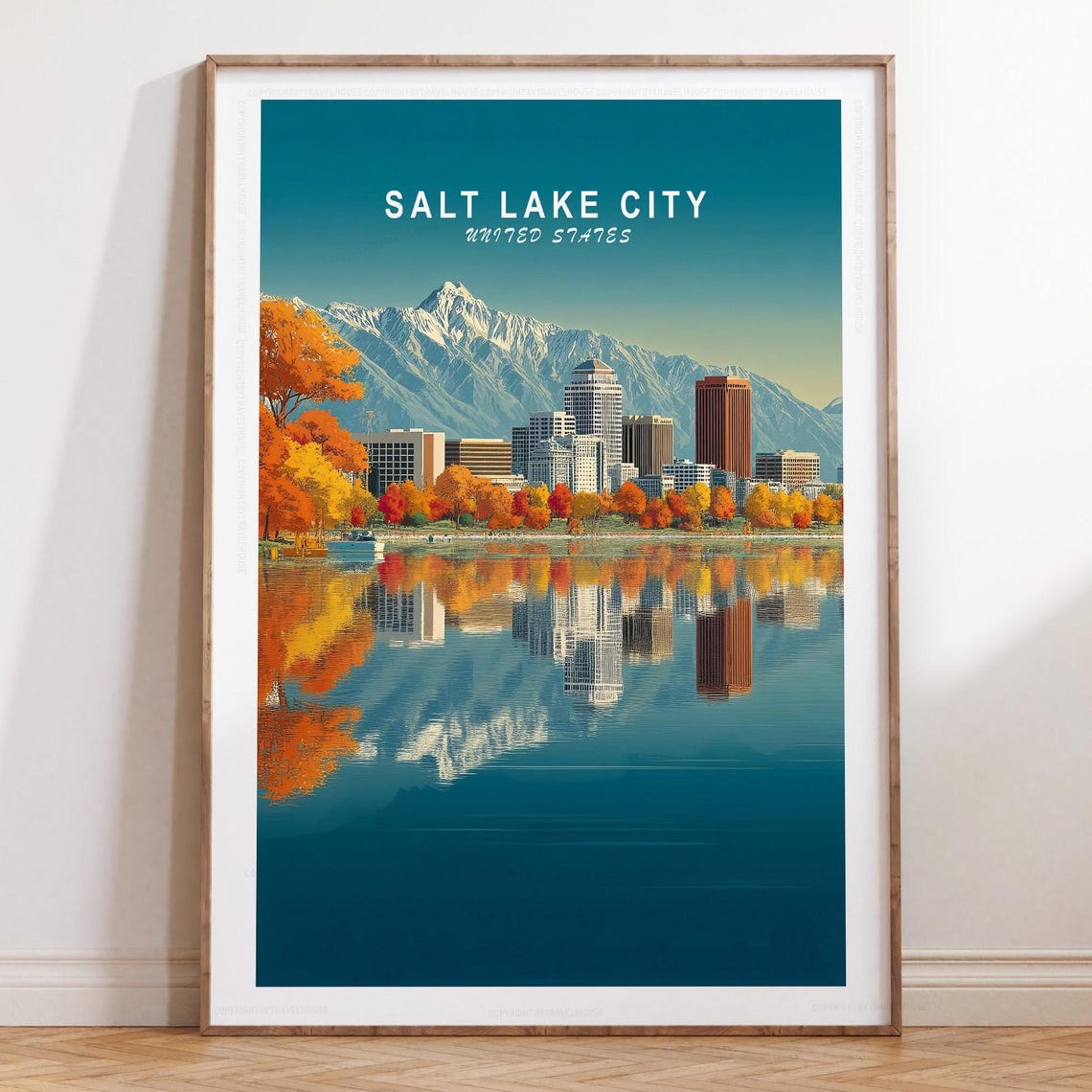 Salt Lake City Utah Wasatch Mountains Skyline Reflection Poster