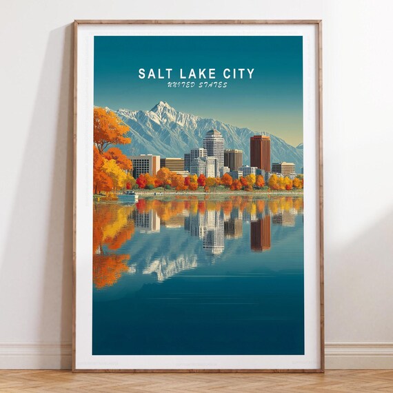 Salt Lake City Utah Wasatch Mountains Skyline Reflection Poster