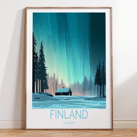 Finland Europe Travel Wall Art Winter Poster Skiing Print House Warming Gifts Birthday Present