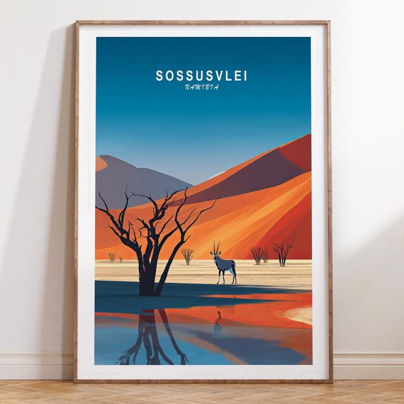 Sossusvlei Travel Print Namibia Wall Art Poster Minimalist Birthday Gifts