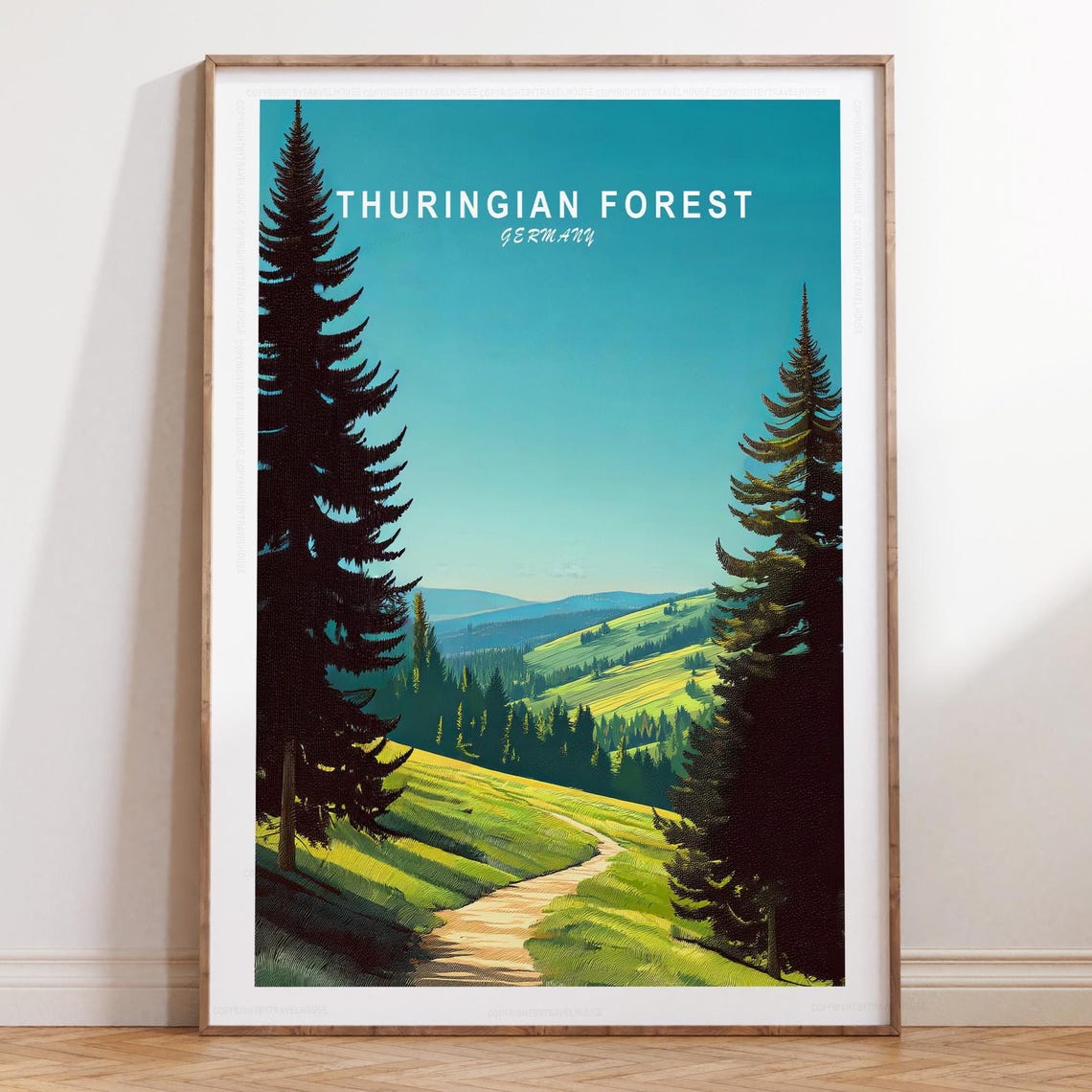 Thuringian Forest Germany Tall Spruce Trail Corridor Path Poster