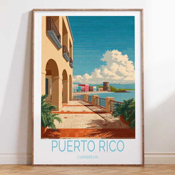 Puerto Rico Caribbean Travel Print Wall Art Poster Personalised Gifts