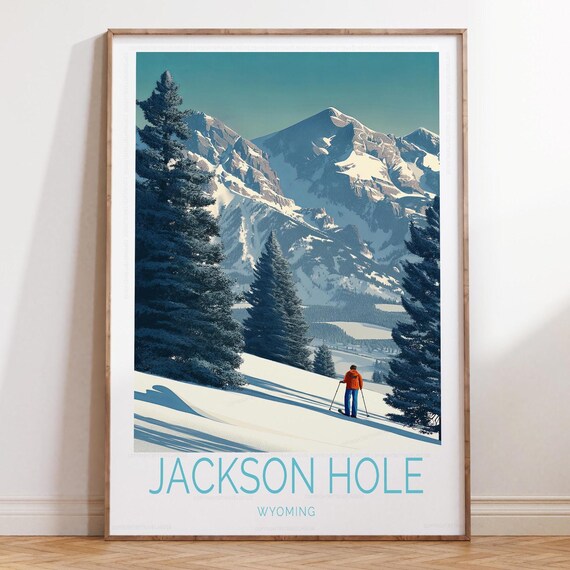 Jackson Hole Wyoming Winter Ski Slope Mountain Morning Poster