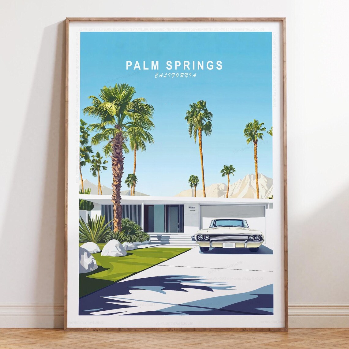 Palm Springs California Desert Villa Classic Car Daytime Poster