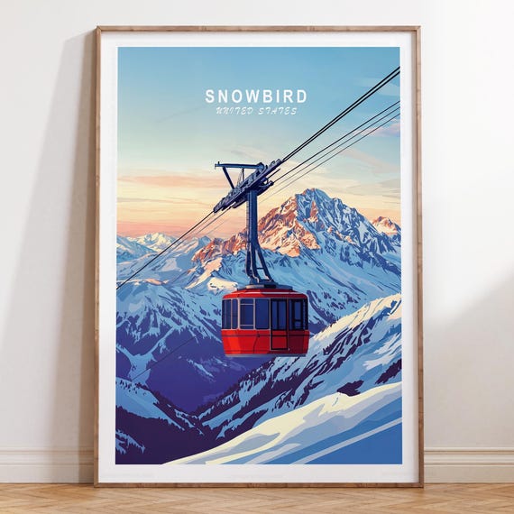 Snowbird Ski Poster United States Travel Wall Art Utah Winter Print Home Decor Minimalist