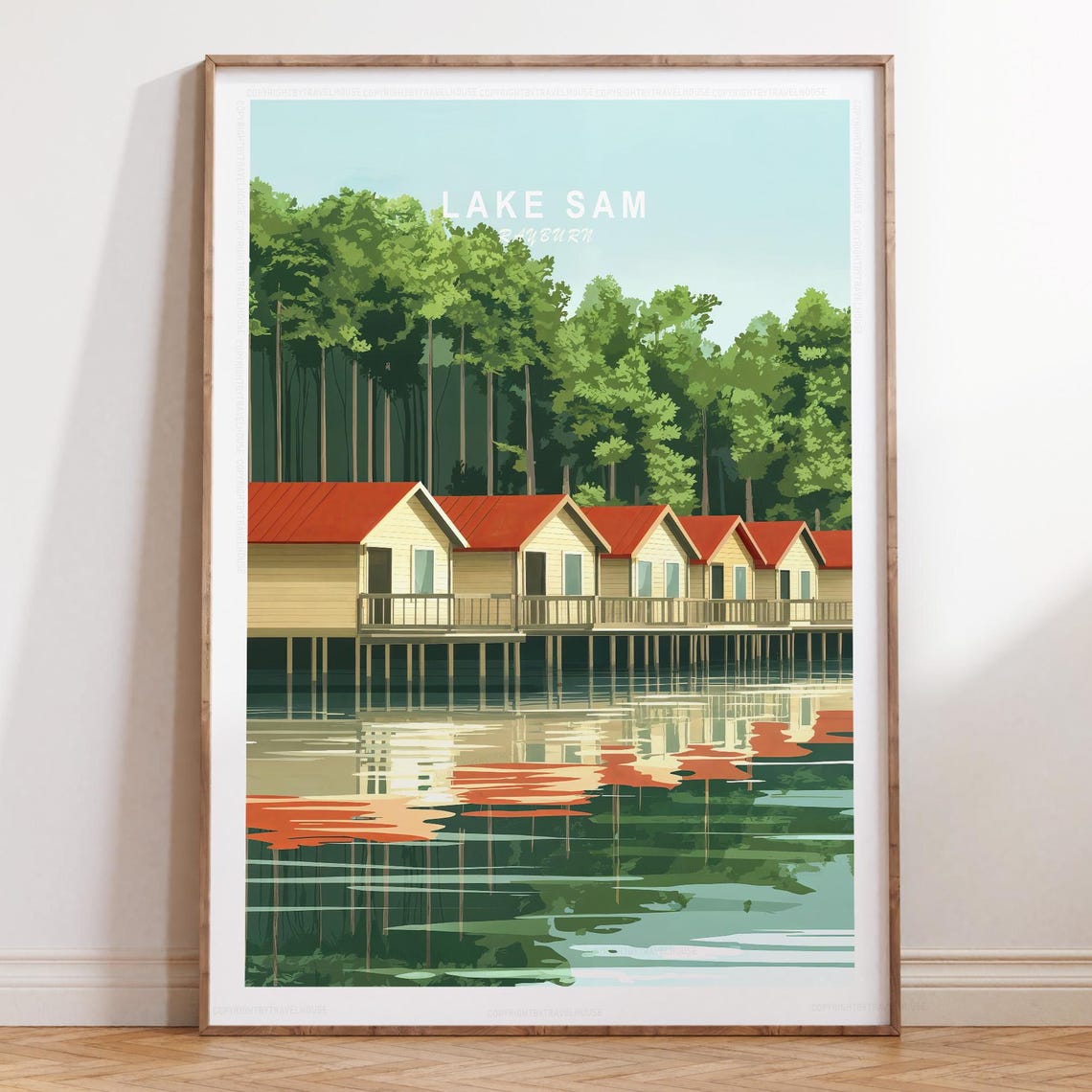 Lake Sam Rayburn Texas Stilt Cabins Lake Reflection Tall Pines Poster
