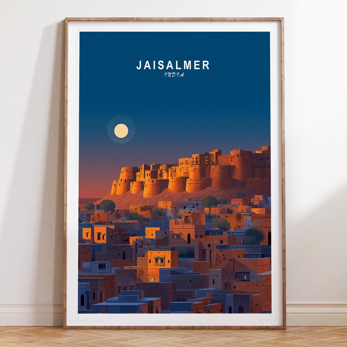Jaisalmer India Golden Fort Sunset Desert Cityscape Travel Poster