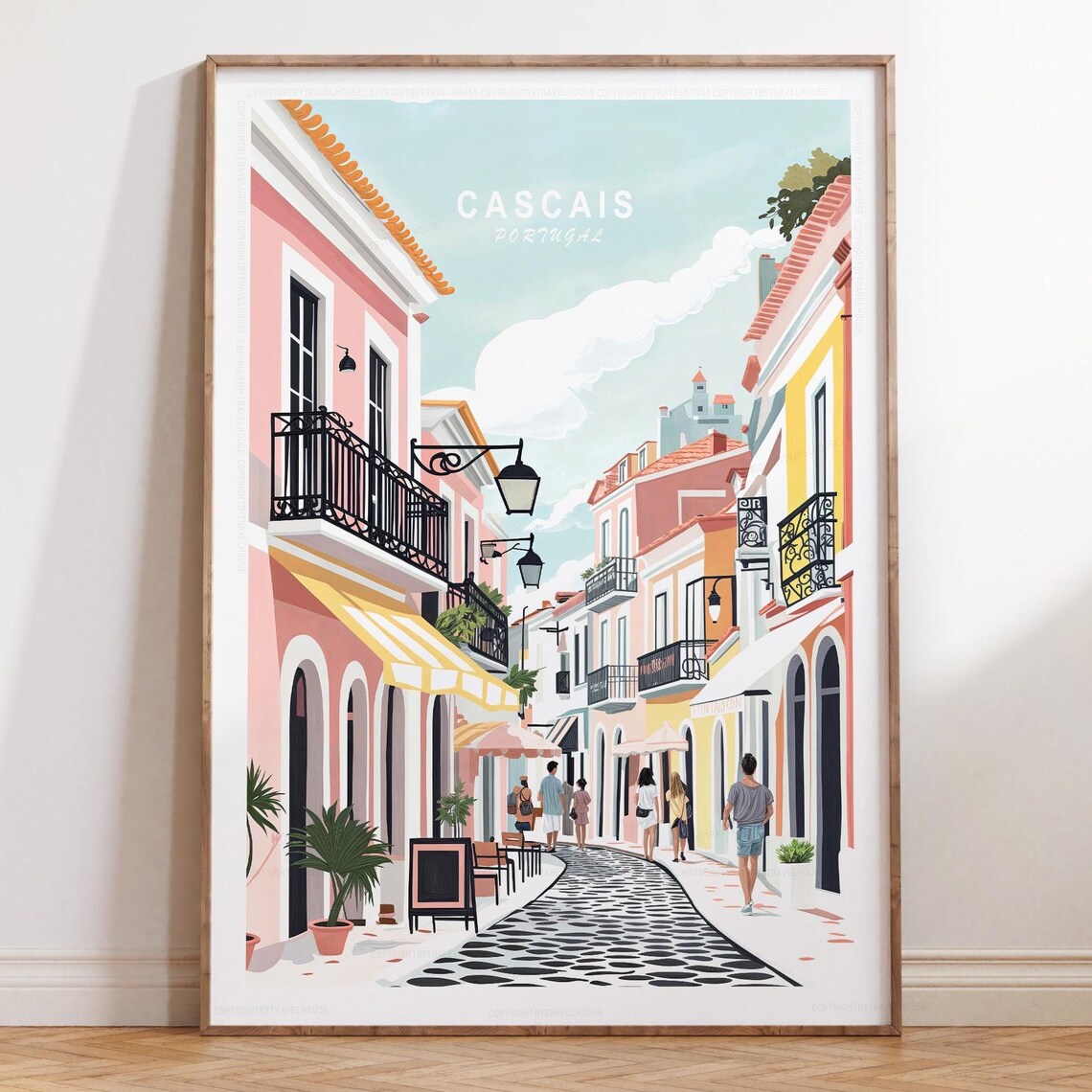 Cascais Travel Poster, Minimalist Portugal Art Print