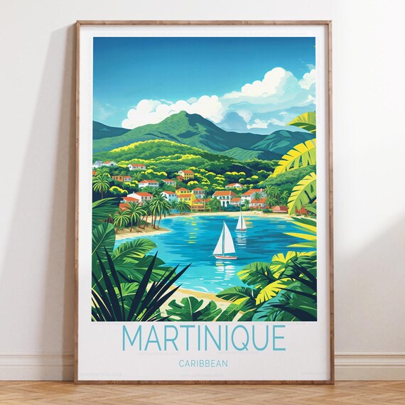 Martinique Caribbean Travel Print Poster Wall Art Home Decor Gifts Wedding