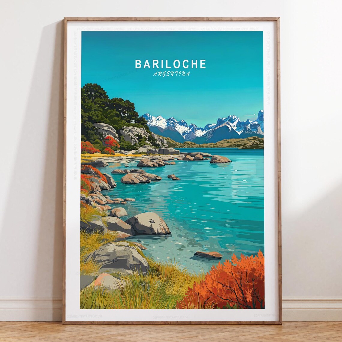 Bariloche Wall Art Print Argentina Travel Poster Minimalist Home Decor