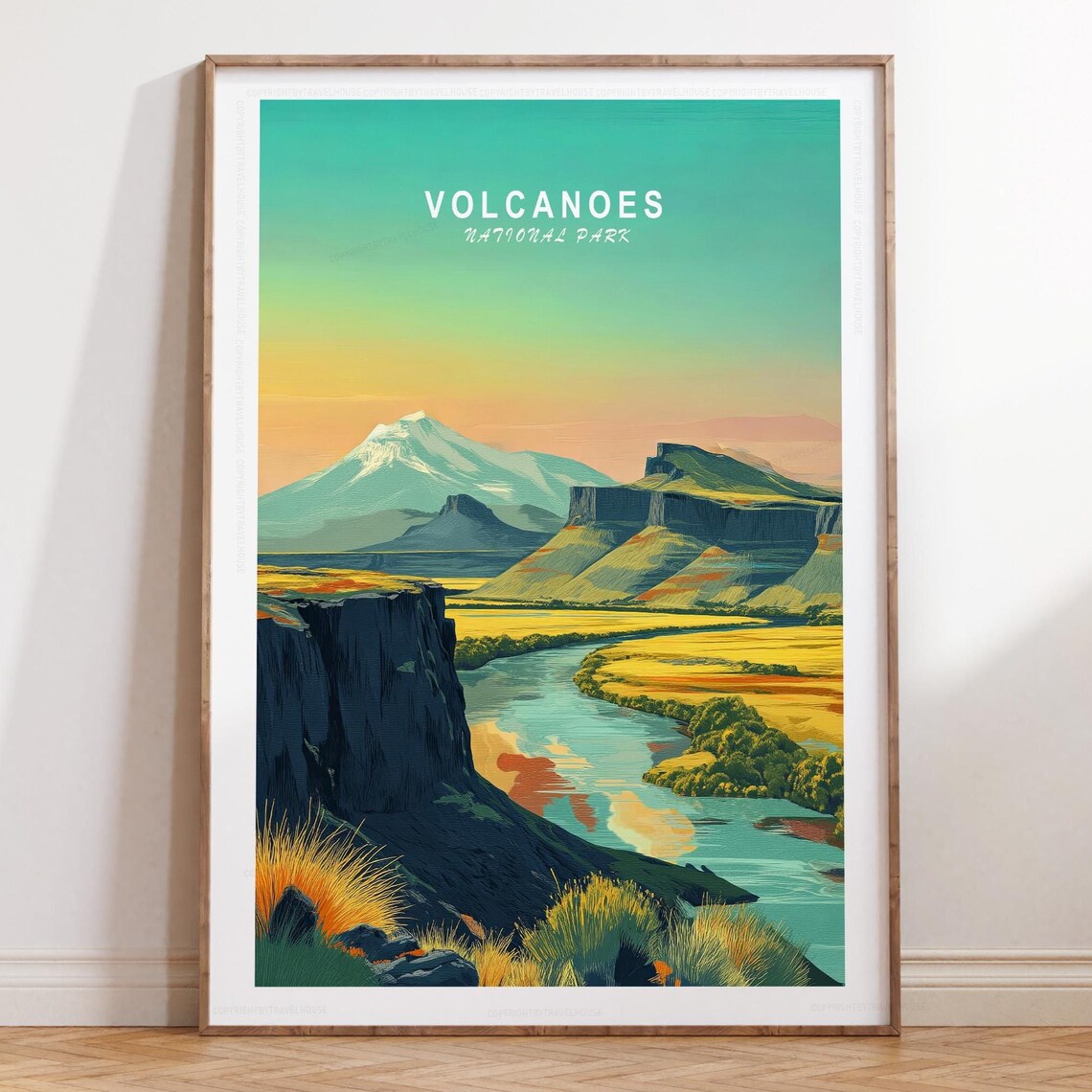 Volcanoes National Park Sunset Canyon River Landscape Poster
