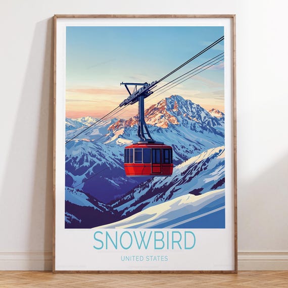 Snowbird Ski Resort Print Utah Winter United States Wall Art Home Decor Personalised Gifts
