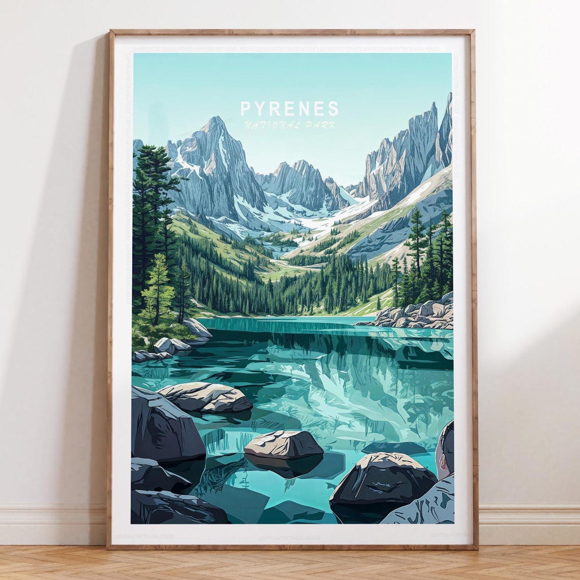 Pyrenes National Park Alpine Lake Mirroring Jagged Peaks Poster