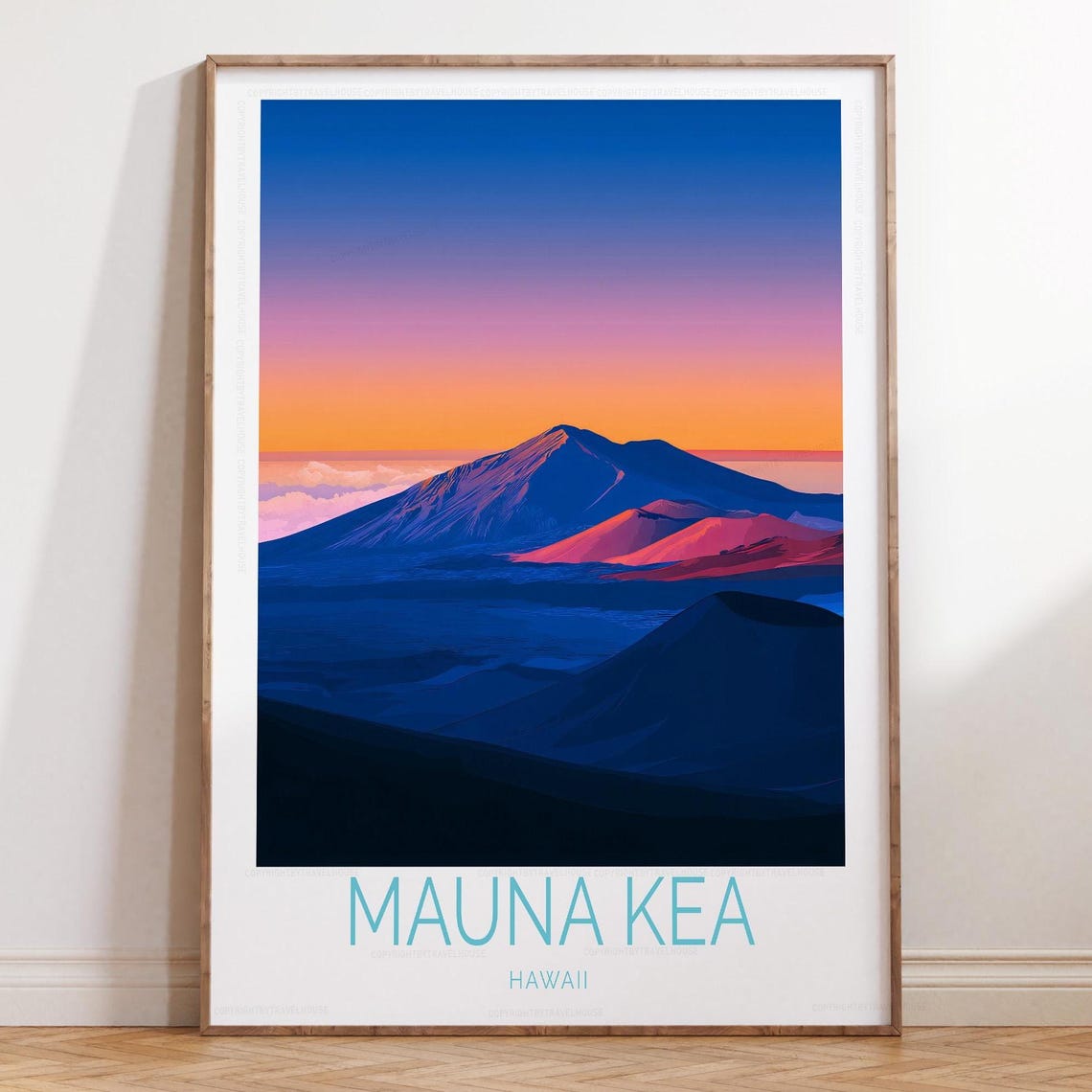 Mauna Kea Hawaii Volcano Silhouette Gradient Dusk Sky Poster