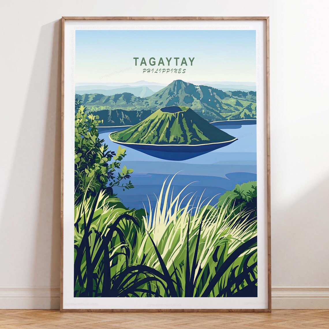 Tagaytay Philippines Taal Volcano Island Lake Overlook Travel Poster