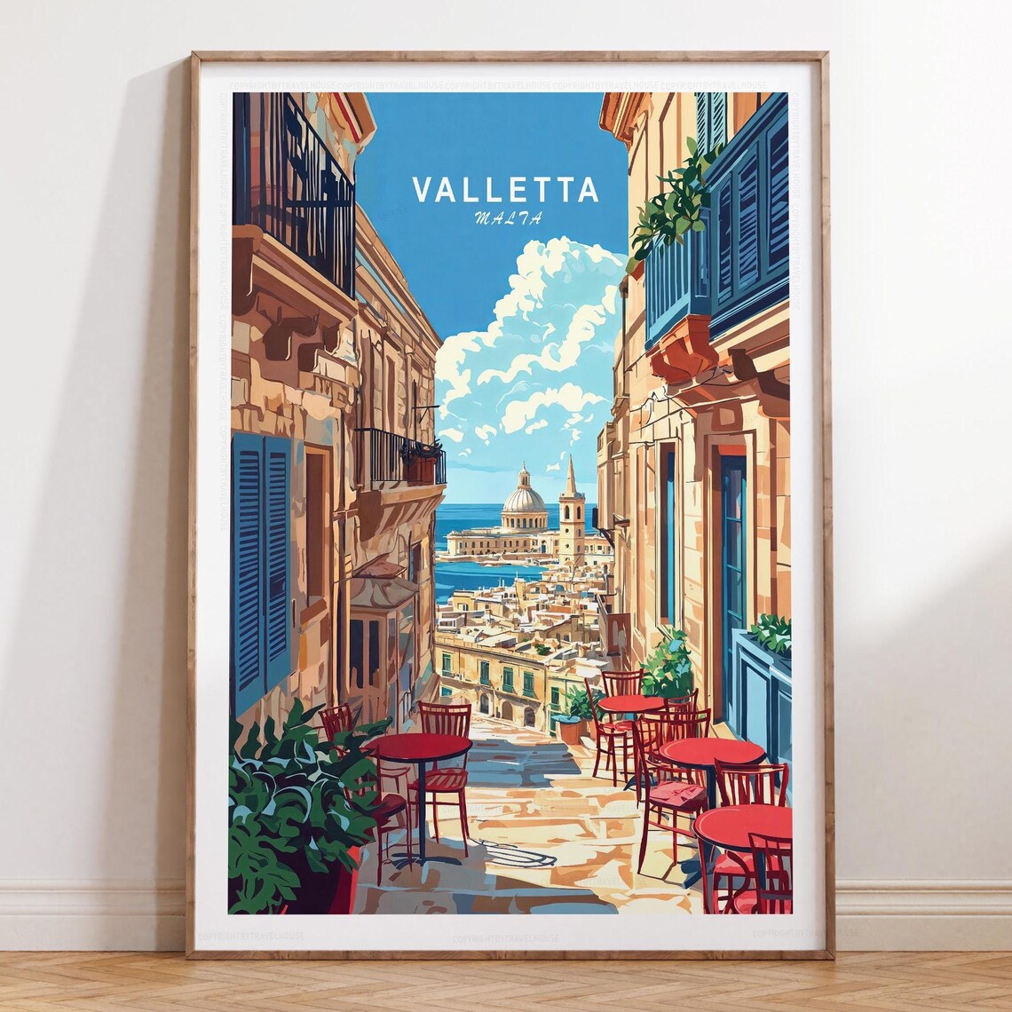 Valletta Malta Minimalist Travel Poster, Wall Art
