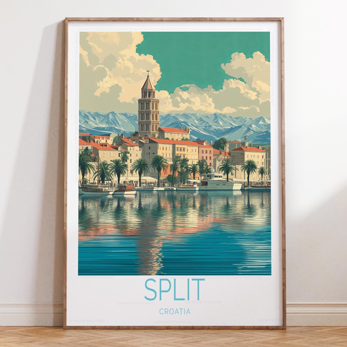 Split Croatia Travel Poster, European City View