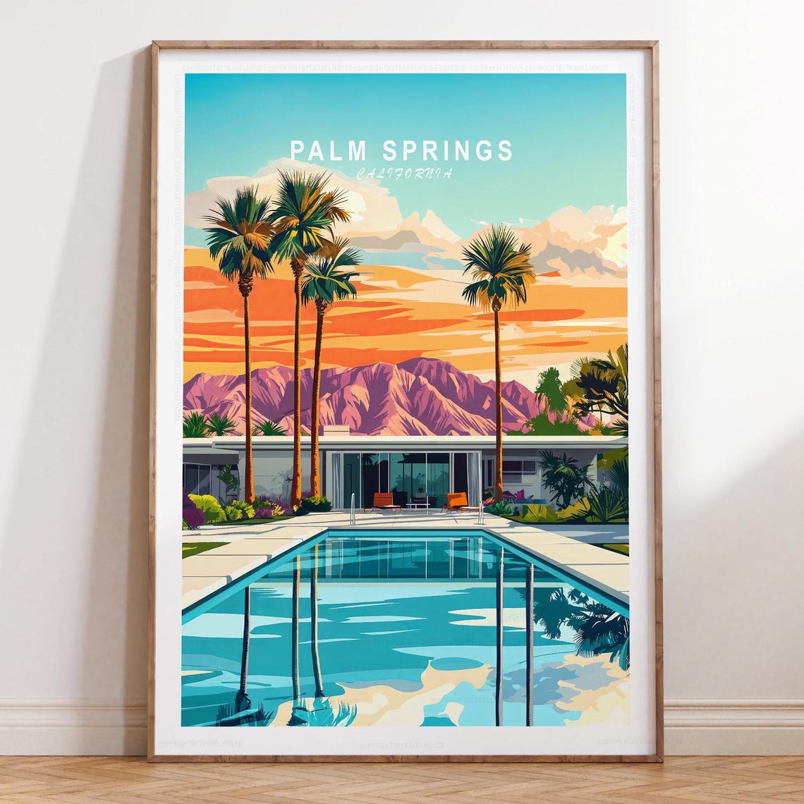 Palm Springs California Palm Trees Sunset Resort Pool Poster