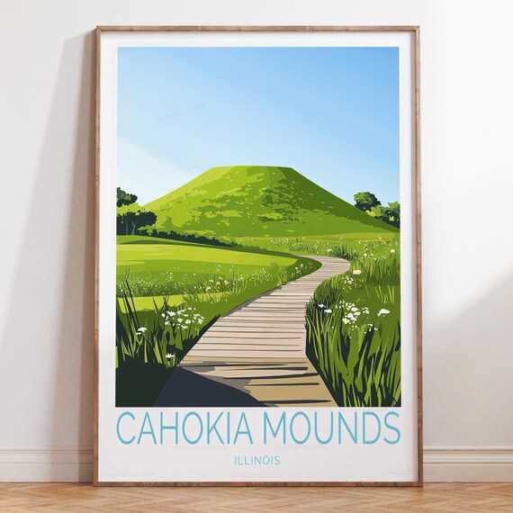 Cahokia Mounds Illinois Grassy Mound Boardwalk Travel Poster