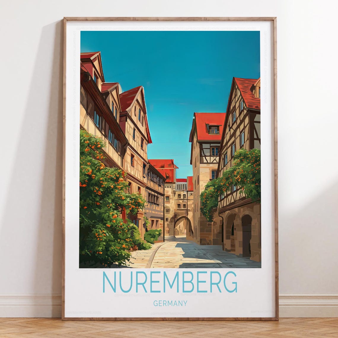 Nuremberg Germany Old Town Half Timbered Street Scene Poster